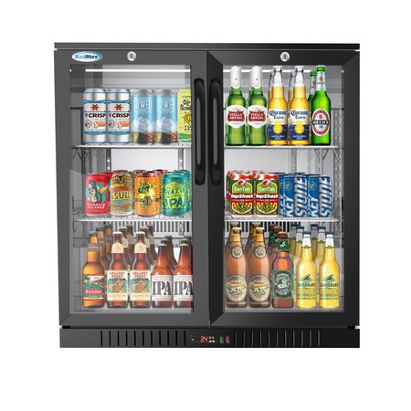 KOOLMORE 2 Door Back Bar Cooler  Counter Height Glass Door Refrigerator with LED Lighting - 7.4 cu.ft., Black BC-2DSW-BK